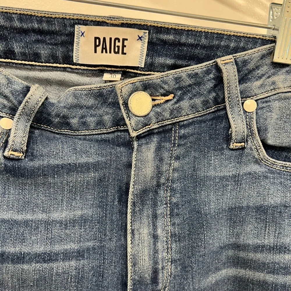 PAIGE: Hoxton Straight Ankle denim Norfolk Jeans cropped asymmetrical women’s 30 - Picture 8 of 11